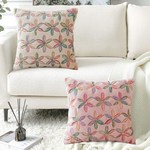 Throw Pillow Covers 22x22 Throw Pillow Covers Super Soft Sequins Embroidery Pillow Covers Home Decoration Pillow Covers For Living Room Bed And Sofa White