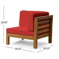 thumbnail image 2 of GDF Studio Keith Outdoor Acacia Wood Loveseat with Cushions, Teak and Red, 2 of 12