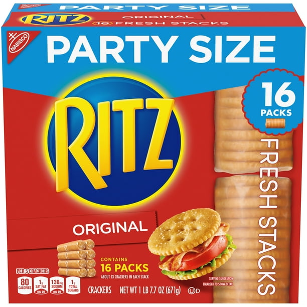 RITZ Crackers, Original Flavor, 1 Party Size Box of Fresh Stacks (16