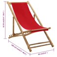 thumbnail image 4 of vidaXL Chaise Longue en Bambou et Toile Rouge, 4 of 5