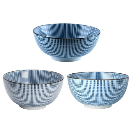 

3pcs Ceramic Bowl Classical Japanese Style Soup Bowl Tableware Noodle Bowl