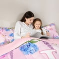 thumbnail image 4 of Manfei Sweet Letter J Twin Comforter Sets,Kawaii Butterfly Bedding Set,Multicolored,Pink Reversible,2-Piece,1 Comforter and 1 Pillowcase, 4 of 7