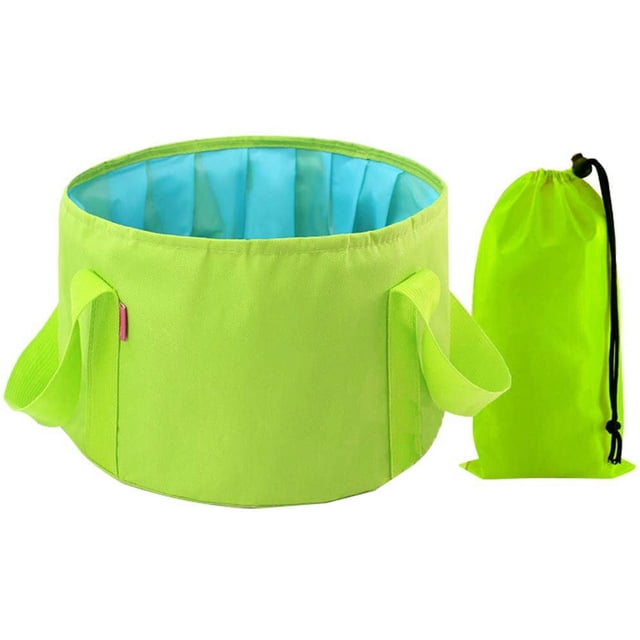 Whataatahia Baanuse Cubos Plegables, Bolsa De Agua Plegable para Fregadero, para Exteriores, Camping, Jardín, Pesca, Playa, Picnics, 15L Verde
