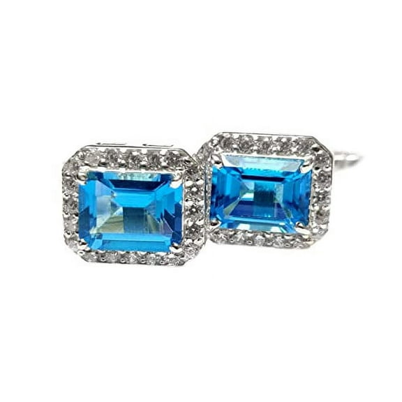 AAA Genuine Swiss Blue Topaz Cufflinks Sterling Silver Engagement Cufflinks for Men Adults by Juhi Jewels