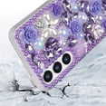 thumbnail image 5 of for Galaxy S23 Plus Bling Case with Strap, Luxury Glitter Rhinestone Diamond Crystal Sparkle Rose Flower Pearl Floral Bracelets Soft Bumper Protective Case Cover for Women Girls Blue, 5 of 14