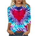 thumbnail image 5 of BLVB Tie Dye Heart Graphic T Shirt Women Valentines Shirt Cute Pattern 3/4 Sleeve Tops Spring Crewneck Tees, 5 of 5