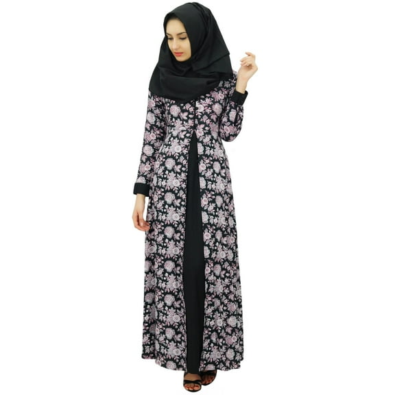 Bimba Womens Muslim Pashmina Maxi Abaya Dress Floral Jilbab With Hijab