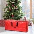 thumbnail image 2 of 65-inch Christmas Tree Storage Bag - Dustproof & Waterproof Green Storage Cover with Reinforced Handles, ID Card Slot and Two-Way Zipper for Artificial Trees Red, 2 of 5
