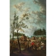 thumbnail image 2 of Jan Anton Garemijn 17x24 Gold Ornate Framed and Double Matted Museum Art Print Titled - A Village Scene with Peasants in the Foreground, 2 of 4