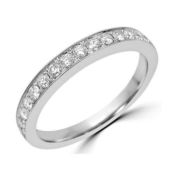NYS Jewellers 2.00 Ct Round Cut White Diamond Wedding Engagement Half Band Ring 14K White Gold Plated 925 Sterling Silver For Women's -9.5