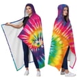 thumbnail image 2 of Wearable Blanket,Colorful Tie Dye Pattern Hooded Wearable Flannel Blanket for Adults & Teens,Winter Poncho Shawl Wrap Cape Cozy Anti-Pill,50"x60", 2 of 5