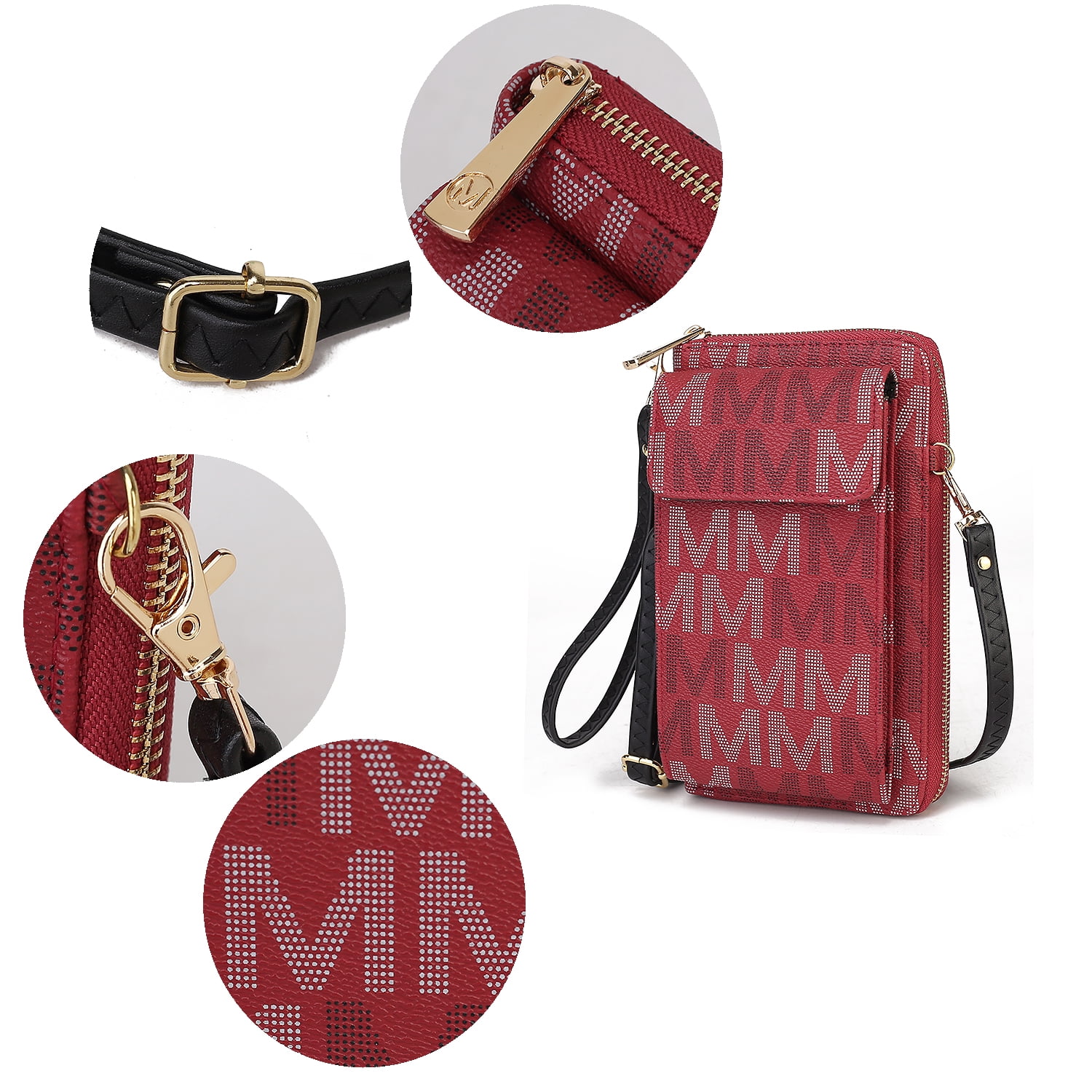 MKF Collection Vegan Leather Women's Phone Wristlet Wallet Bag, Crossbody Purse Handbag by Mia K - Brown