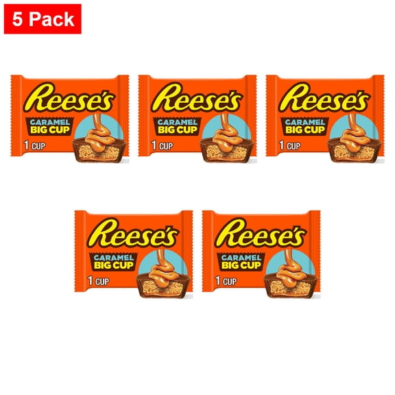 REESES Big Cup Caramel Milk Chocolate Peanut Butter Cups Candy Pack 1.4 oz - 5 Pack