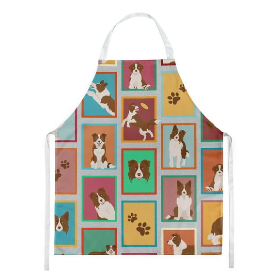 Lots of Red Border Collie Apron 27 in x 30 in