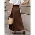 thumbnail image 5 of OYYN Women's A-Line Asymmetrical Ruffle Hem Tie Waist Maxi Skirt, 5 of 6