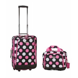 Rockland Fashion Softside Luggage Set, Pink Polka Dot, 2 Piece
