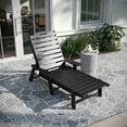 thumbnail image 3 of Merrick Lane Gaylord Adjustable Adirondack Lounger with Cup Holder- All-Weather Indoor/Outdoor HDPE Lounge Chair in Black, 3 of 11