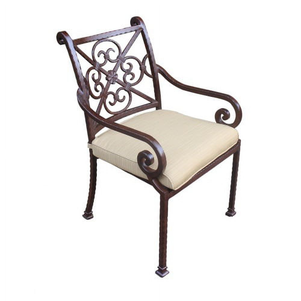 2 Piece Patio Dining Chairs, Aluminum Cushioned Chairs with Cushions, Outdoor All-Weather Cast Aluminum Chairs, Patio Bistro Dining Chair for Garden Deck Backyard, Brown - image 2 of 6