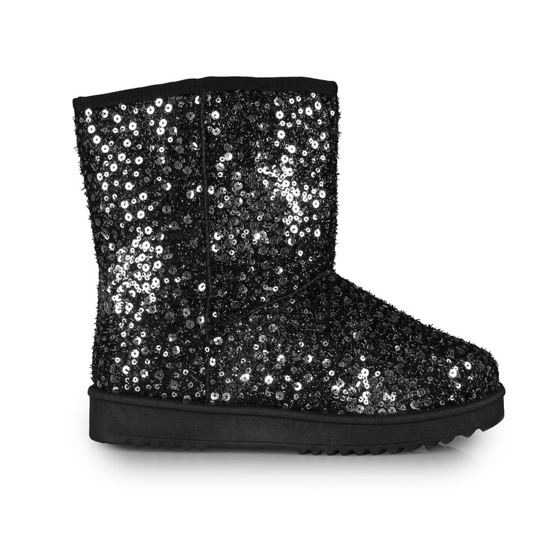 Women’s Glamour Sequined Mid-Calf Winter Snow Boots