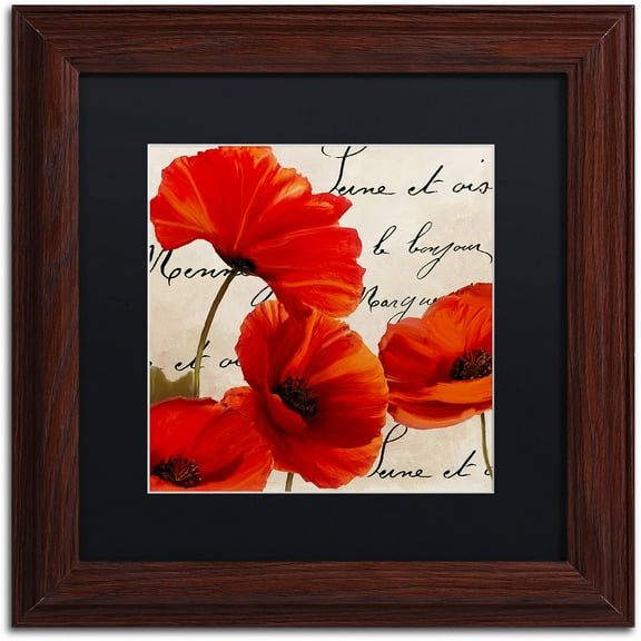 Trademark Fine Art "Coquelicots Rouge I" Canvas Art by Color Bakery Black Matte, Wood Frame