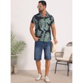 thumbnail image 5 of DARING DIVA Men's Short Sleeve Button Down Camp Collar Leaf Print Shirts S Black Green, 5 of 7