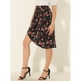 thumbnail image 2 of INSPIRE CHIC Falda Midi Acampanada Con Dobladillo Asimétrico De Cintura Alta Con Estampado Floral Para Mujer Negro S, 2 of 5