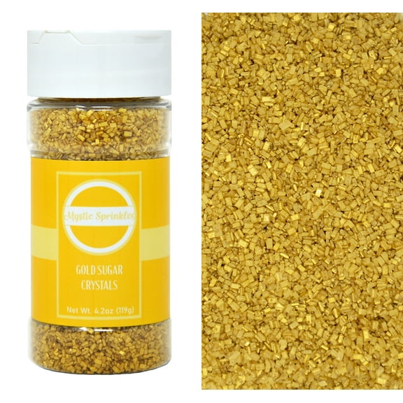 Mystic Sprinkles Gold Sugar Crystals 4.2 Ounce Bottle