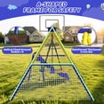 thumbnail image 3 of 5 in 1 Metal Swing Sets for Backyard, SHINPT Outdoor Kids Swing Set with Slide, Saucer Swing Seat, Belt Swing Seat, Basketball Hoop, Soccer Net, Heavy Duty Backyard Playground Set for Kids, 3 of 8