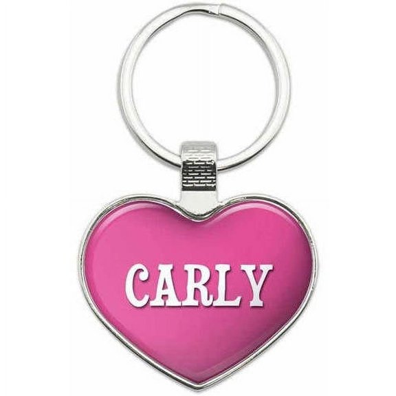 Carly - Names Female Metal Heart Keychain Key Chain Ring, Multiple Colors Available