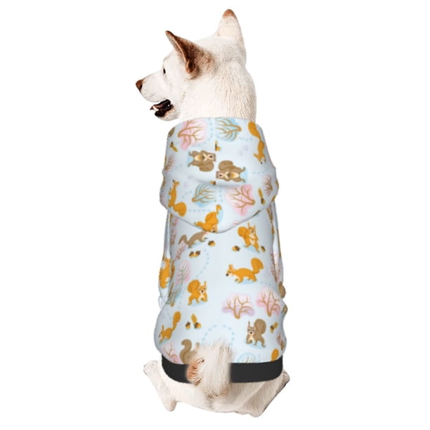 Fotbe Squirrel In The Forest Sudadera con Estampado para Perros Pequeños – Suéter con Capucha para Mascotas, Tela Suave de Forro Polar con Bolsillo-Large