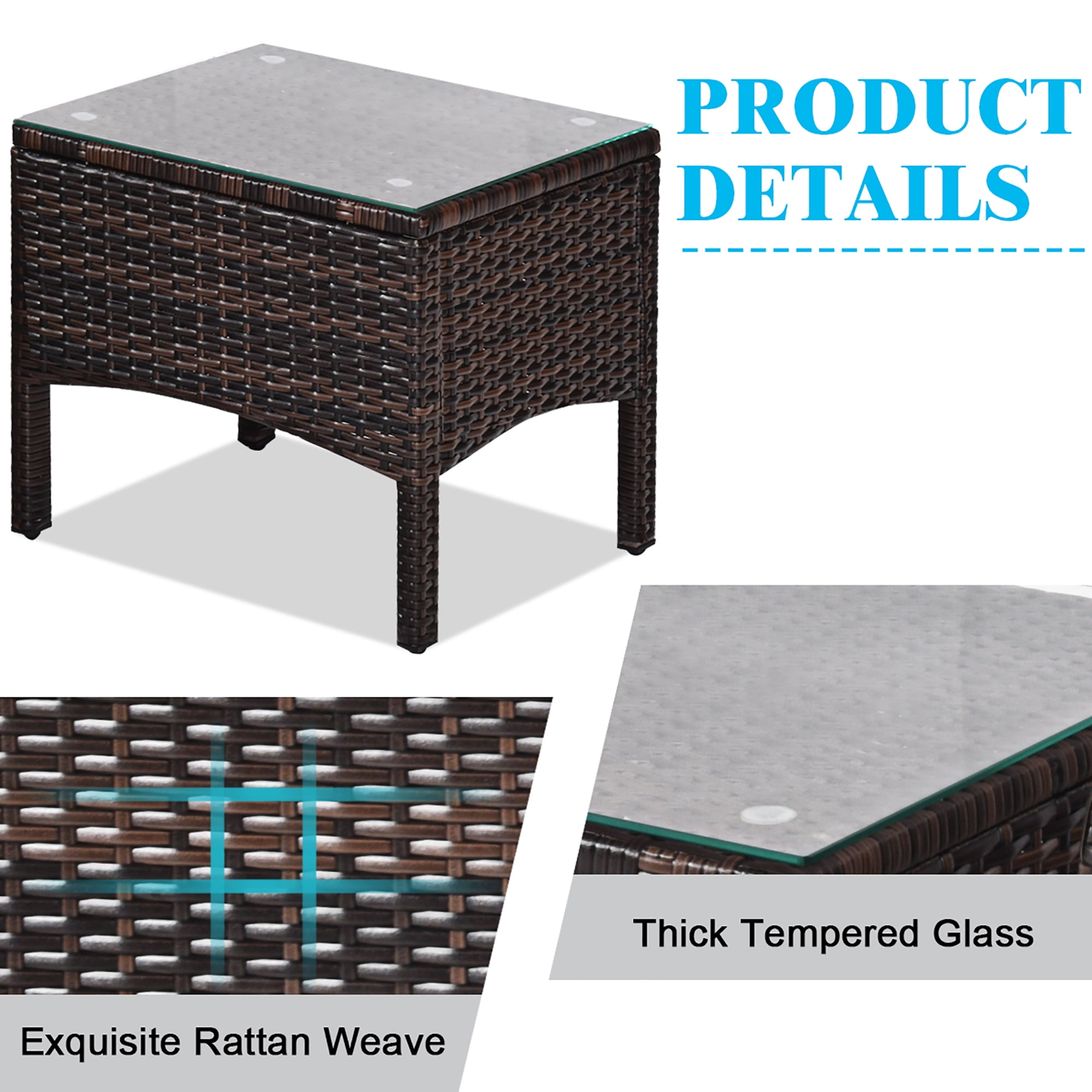 Costway 3PCS Outdoor Rattan Conversation Set Patio Garden Cushioned Sofa Chair Turquoise