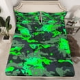 thumbnail image 2 of Homewish Fashion Splash Graffiti Twin Sheet Sets for Kids, Green Camouflage Twin Fitted Sheet, Chic Abstract Ombre Flat Sheet, Breathable Home Decor, 3 Pieces, 2 of 7
