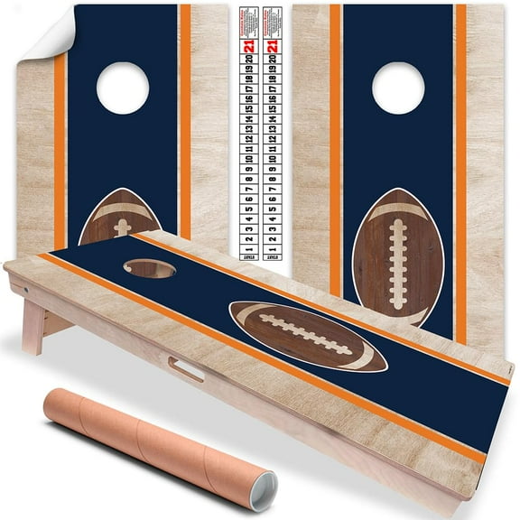 Cornhole Board Wrap and Decal for Board Set of 2 Skin Professional Vinyl Cover Sticker-Navy Blue and Burnt Orange Auburn, Alabama Football Tailgating Cornhole Wrap Sticker Cornhole Skins Cornhole Wrap