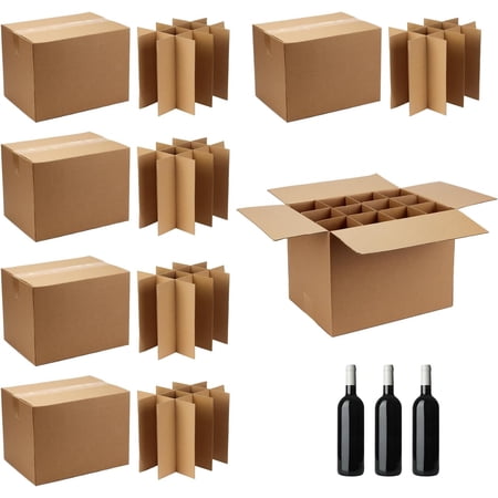 16 x 12 x 12 Inch Moving Box Packing with Cardboard Divider Kits, 6 Sets Glass Packing Boxes Kits for Shipping Boxes, Moving Supplies for Moving Glassware Dishes Wine