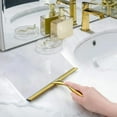 thumbnail image 5 of J&V TEXTILES All-Purpose Stainless Steel Shower Squeegee for Glass Doors with Adhesive Hooks, Squeegee for Shower Glass, Bathroom Household Cleaner Tool, 10 Inch Gold, 5 of 6