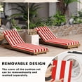 thumbnail image 5 of 72" ×21" Outdoor Chaise Lounge Cushion, 3" Thick High-Density Foam Fill, with Removable Headrest, Waterproof Fade Resistant, Replacement Cushion for Lawn Pool (Red White Stripes 2PCS), 5 of 8