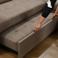 thumbnail image 3 of THSUPER Modern Sectional Sofa Couch with Pull-Out Bed, L Shaped sectional couches for living room, ottoman with storage and Chaise Lounge，Brown, 3 of 7