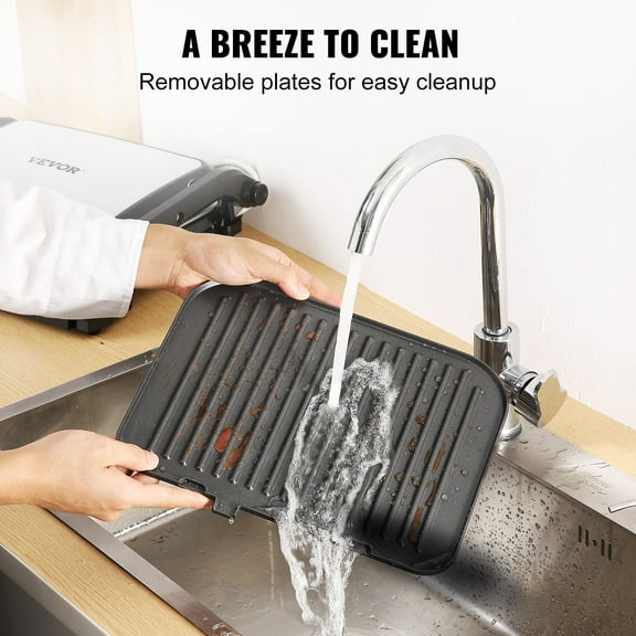 Stainless Steel Electric Griddle 1800W, 7-in-1 Indoor Grill with Non-Stick Plate & 0-446°F Temp Control, 14.4" Commercial Teppanyaki