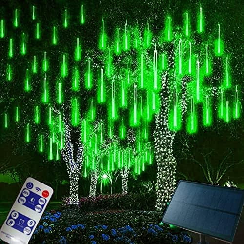 LINLIN Solar Meteor String Lights, 50cm 10 Tubes Falling Rain Lights Solar Garden String Lights with 8 Mode for Garden with Remote