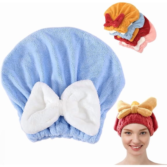 Super Absorbent Hair Towel Wrap for Wet Hair, 2026 New Microfiber Hair Towel Wrap Women Quick-Drying Hair Towels, Soft Bow Tie Wet Hair Towels Wrap for Women Accessories