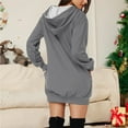 thumbnail image 2 of Christmas Dress for Womens Christmas Outfit Women's Christmas Print Long Sleeve Hoodie Dress With Pockets Casual Sweatshirt, 2 of 5