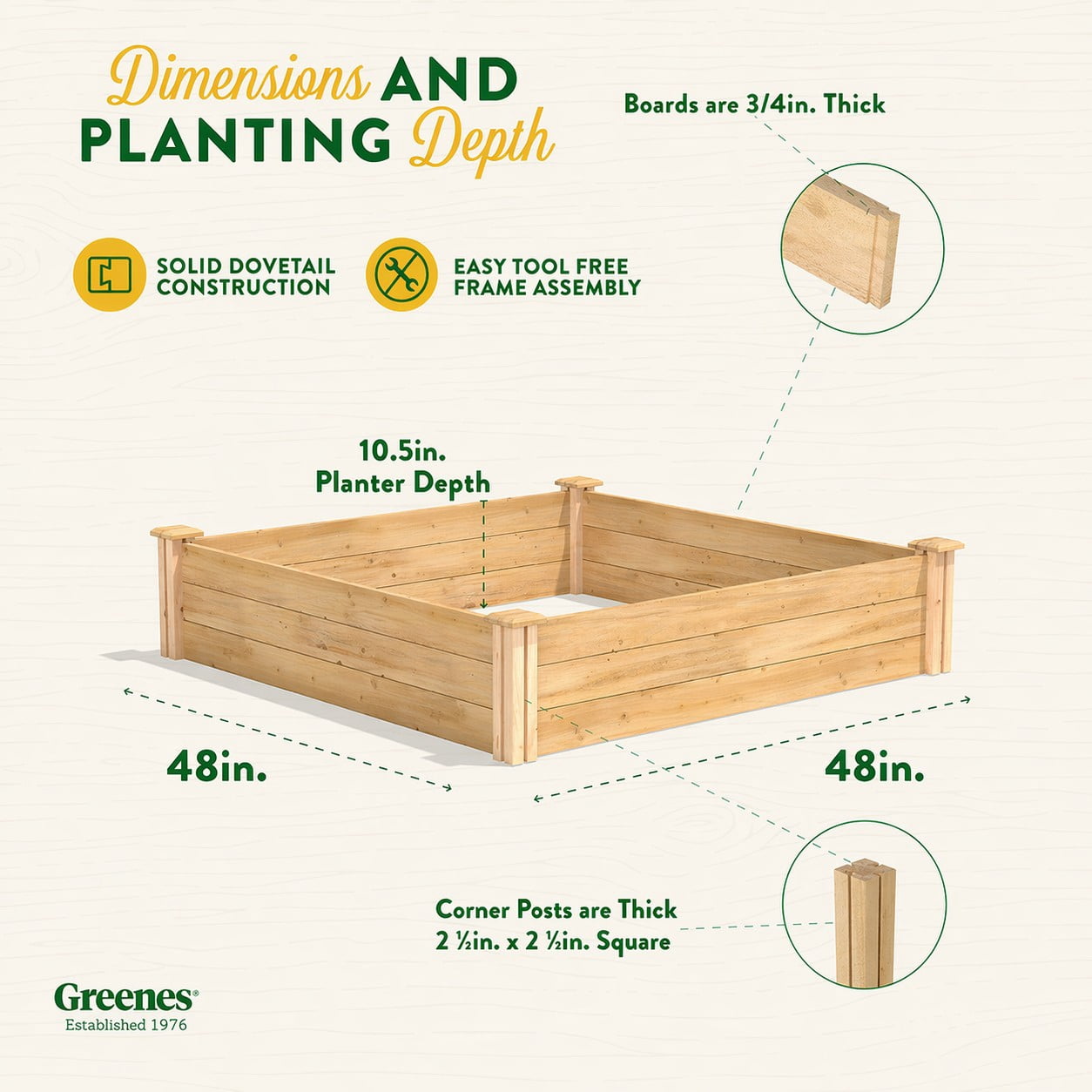 Greenes Fence 4' x 4' x 10.5'' (3/4" Thick) Premium  Cedar Raised Garden Bed