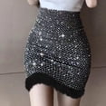 thumbnail image 2 of Nmnitkp Sequin Skirt for Women Sparkly Knee Length Concert Mini Skirt Shiny Dance Club Rave Party Skirt for Women Unique Design Mini Skirt, 2 of 7