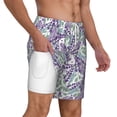 thumbnail image 3 of Picia Lavender Flowers pattern Mens Swim Trunks with Compression Liner Stretch Beach Shorts Quick Dry with Zipper Pockets No-Chafing Board Shorts-X-Large, 3 of 9