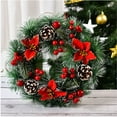 thumbnail image 4 of Gustave 12.6in Artificial Christmas Wreath Hanging Pine Needle Wreath with Pine Cone, Red Berry and Poinsettia Ornament for Front Door Holiday Xmas Decor, 4 of 8