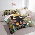 thumbnail image 3 of Homewish Kawaii Cat Kitten 7-Piece Twin Bedding Sets,Cute Daisy Floral Bedding Comforter Set,Green Black Orange Sheet Sets For Girls Kids,Microfiber Bedroom Decor Reversible, 3 of 8