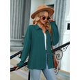 thumbnail image 4 of Womens Cable Knit Light-Weight Shacket Button Down Shirts Long Sleeve Casual Oversized Blouses Tops Blue S, 4 of 8