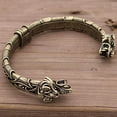 thumbnail image 1 of Pulsera hecha a mano Anillo de brazo de metal nórdico Brazalete de pulsera con cabeza de lobo vikingo hecho a mano, 1 of 8