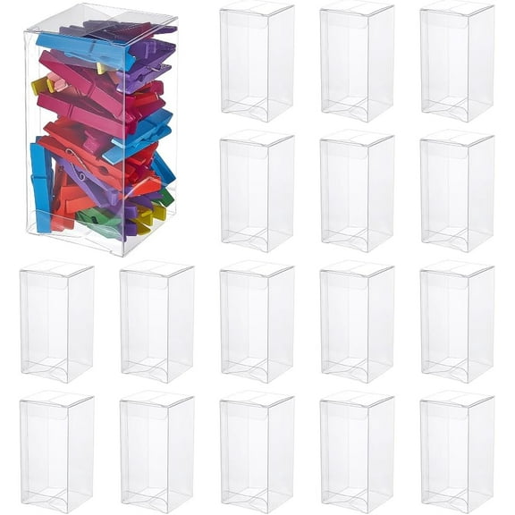 40Pcs Clear Wedding Favour Boxes 4x2x2inch Rectangle PVC Transparent Gift Boxes for Candy Chocolate Wedding Party Favor Packaging