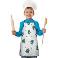 thumbnail image 2 of White Christmas Tree Pattern Kids Aprons for Girls and Boys,Adjustable Neck Strap Toddler Aprons for Kids Cooking Baking, 2 of 7